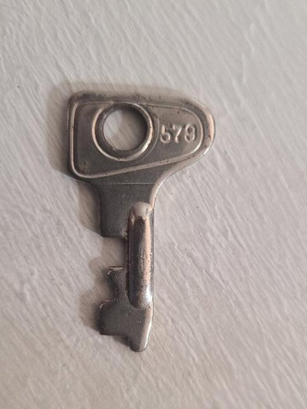 Sudhaus #579 German Luggage Vintage Lock Key - Old Small Silver Steel Germany